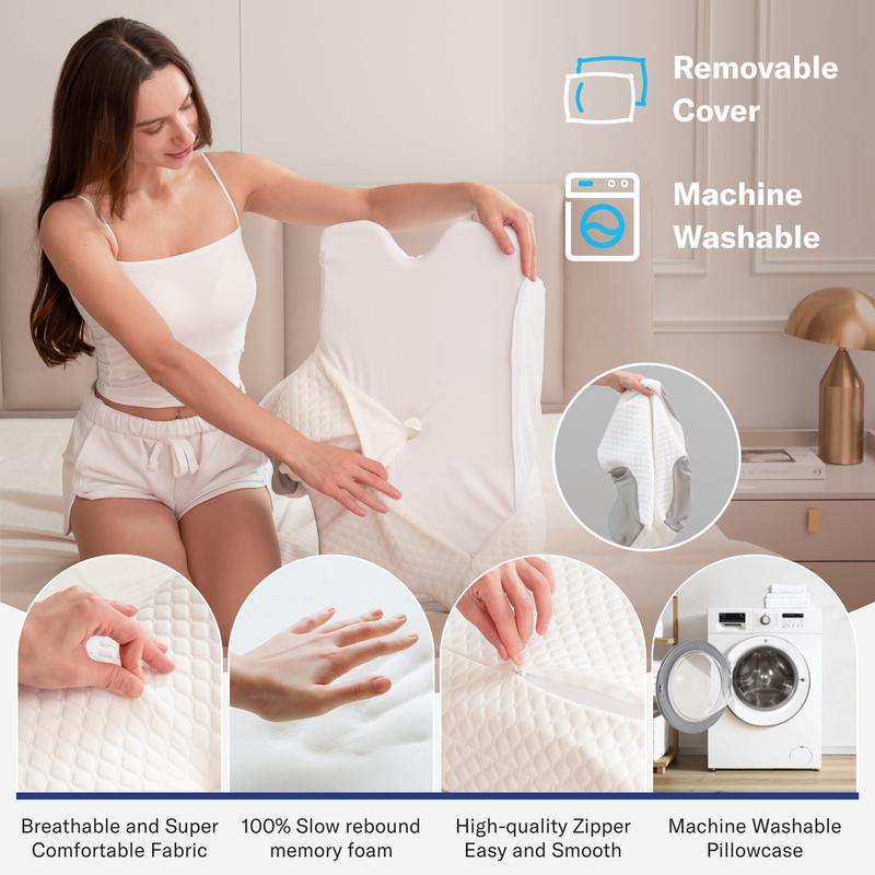 Pillow for Cozy Sleep, Odorless Ergonomic Contour Memory Foam, Orthopedic Bed Pillow for Side, Back, and Stomach Sleepers