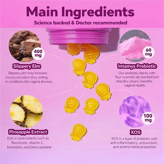 Intamys Probiotic & Slippery Elm Gummies for pH Balance and Dryness